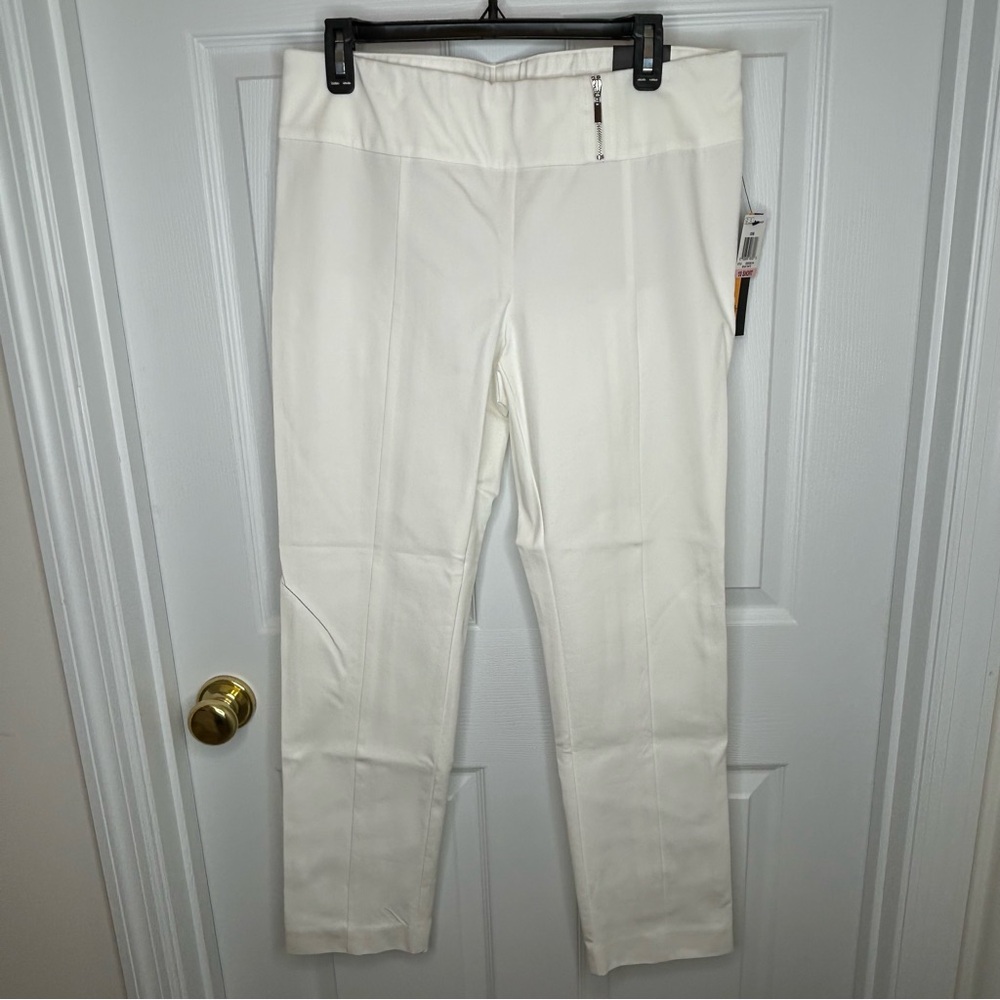 Alfani White‎ Slim Leg Tummy Control Pull On Pants Size 10 Short NWT